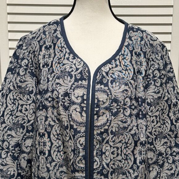 Coldwater Creek Jacquard Open Front Jacket Blue/Gray – Size 16 - Picture 2 of 8